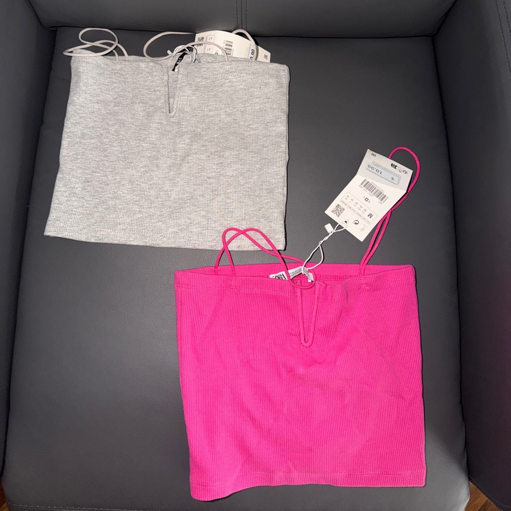 Zara Gray and Pink Tank Tops